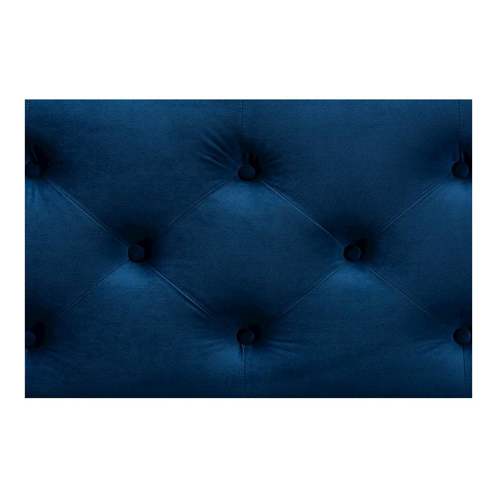 Navy Blue Velvet Fabric Upholstered Button-Tufted Storage Ottoman Bench. Picture 6