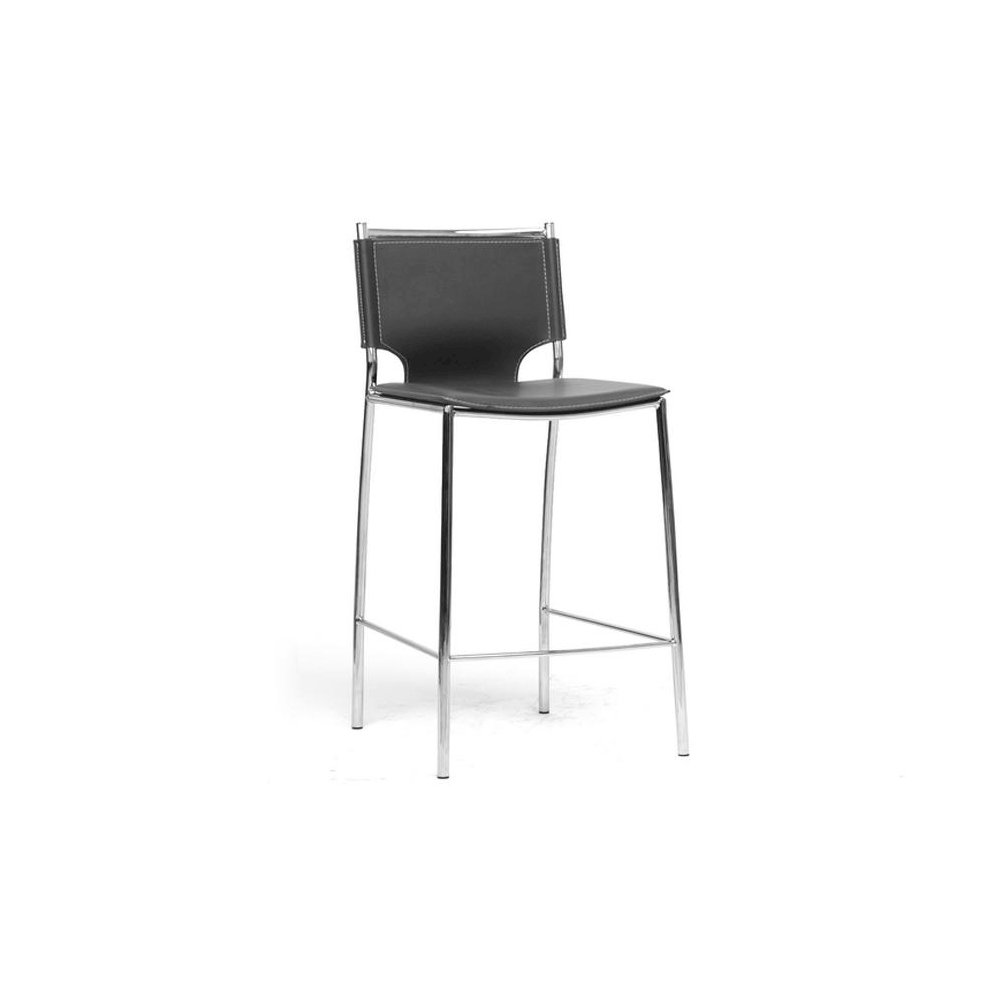 Black Bonded Leather Upholstered 2-Piece Counter Stool Set. Picture 3