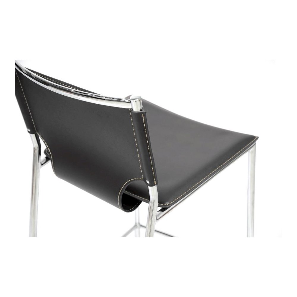 Black Bonded Leather Upholstered 2-Piece Counter Stool Set. Picture 1