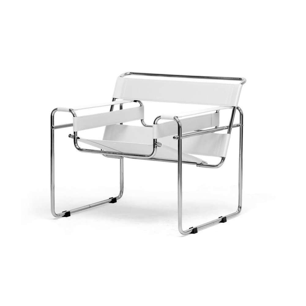 Baxton Studio Jericho Cream Leather Mid-Century Modern Accent Chair. Picture 3