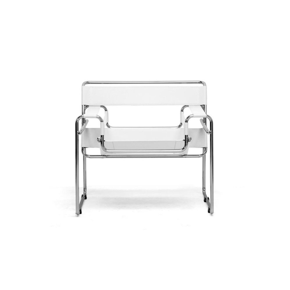 Baxton Studio Jericho Cream Leather Mid-Century Modern Accent Chair. Picture 1