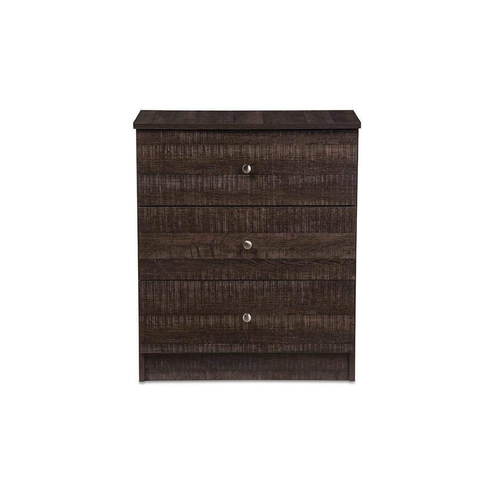 Decon Modern and Contemporary Espresso Brown Wood 3-Drawer Storage Chest. Picture 6
