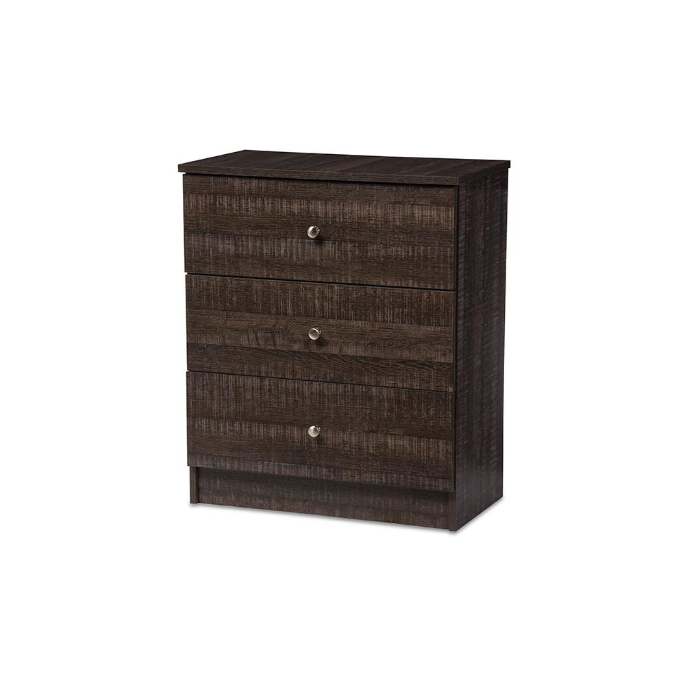 Decon Modern and Contemporary Espresso Brown Wood 3-Drawer Storage Chest. Picture 1