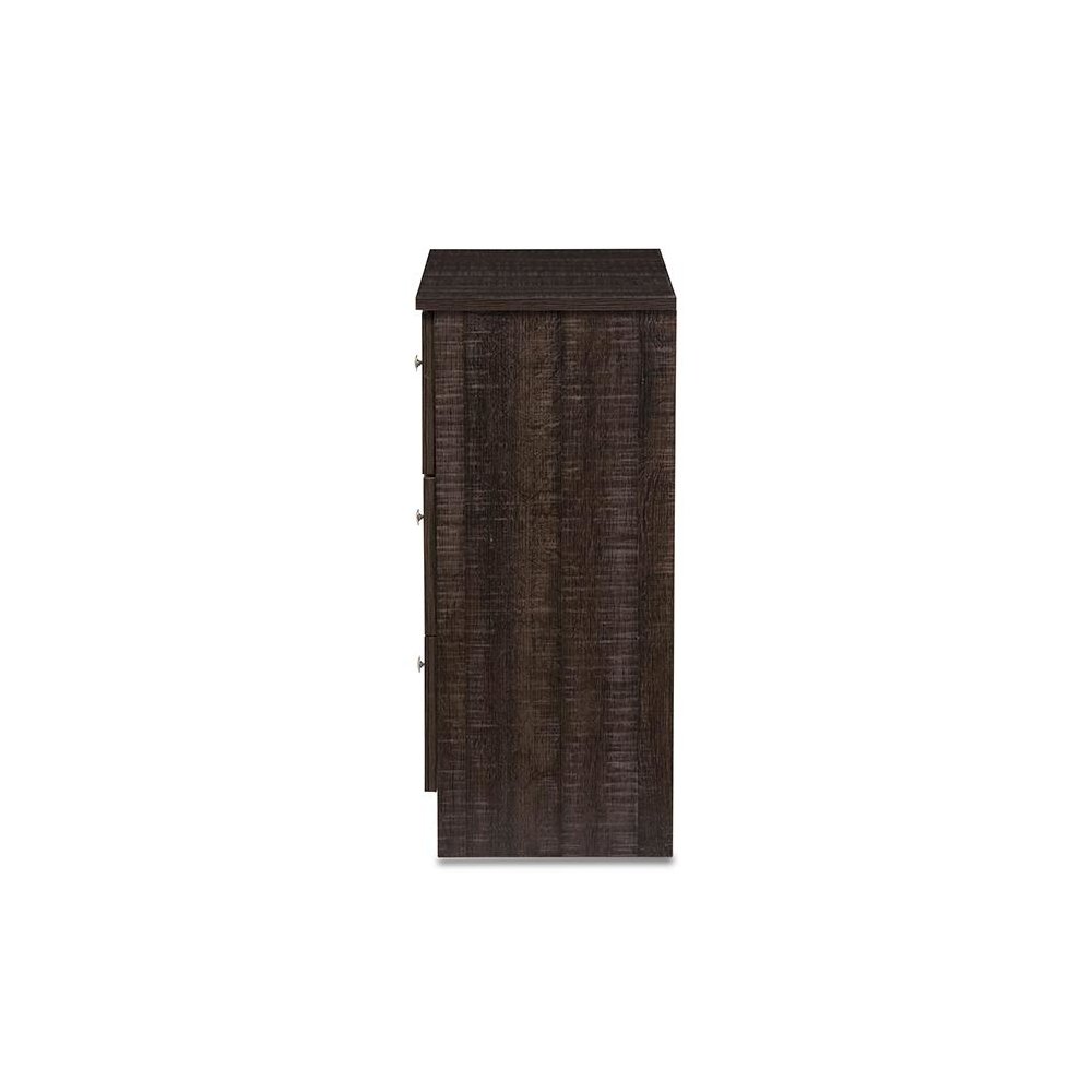 Decon Modern and Contemporary Espresso Brown Wood 3-Drawer Storage Chest. Picture 2