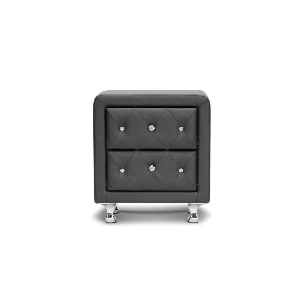 Baxton Studio Stella Crystal Tufted Black Upholstered Modern Nightstand. Picture 1