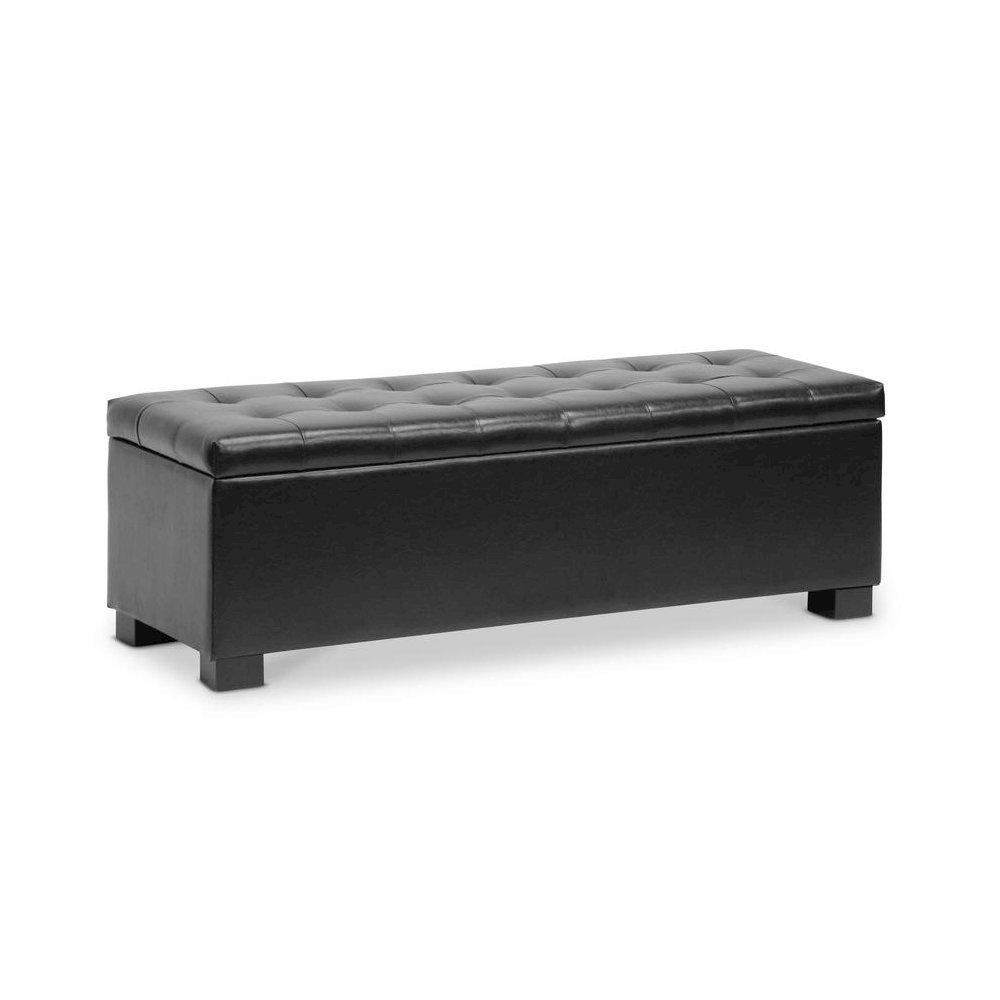 Baxton Studio Roanoke Contemporary Black Ottoman. Picture 4