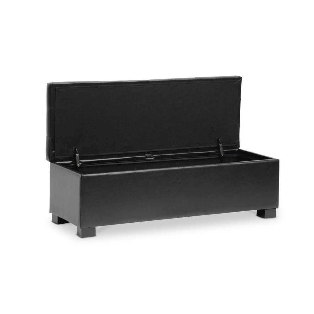 Baxton Studio Roanoke Contemporary Black Ottoman. Picture 1