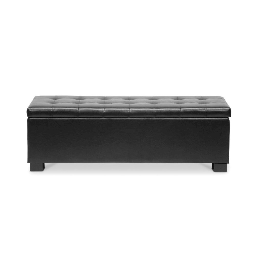Baxton Studio Roanoke Contemporary Black Ottoman. Picture 2