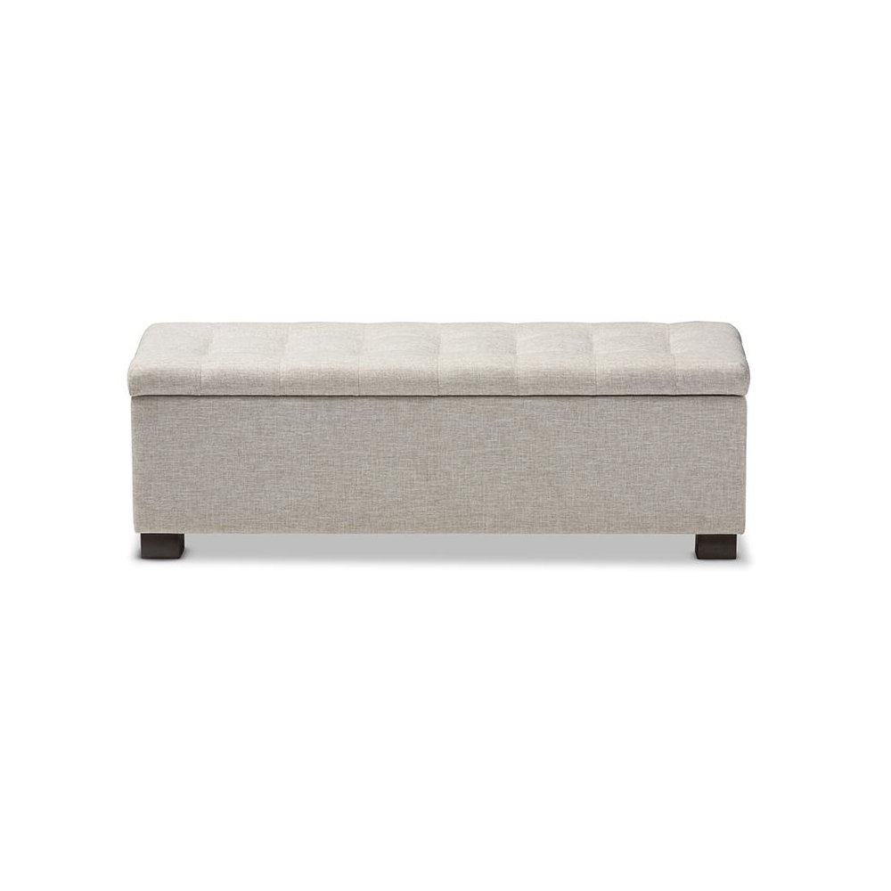 Beige Fabric Upholstered Grid-Tufting Storage Ottoman Bench. Picture 3