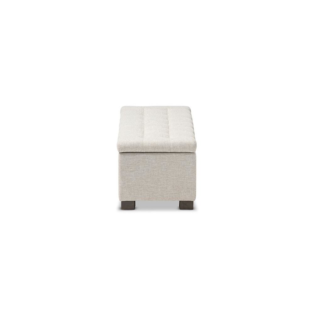 Beige Fabric Upholstered Grid-Tufting Storage Ottoman Bench. Picture 4