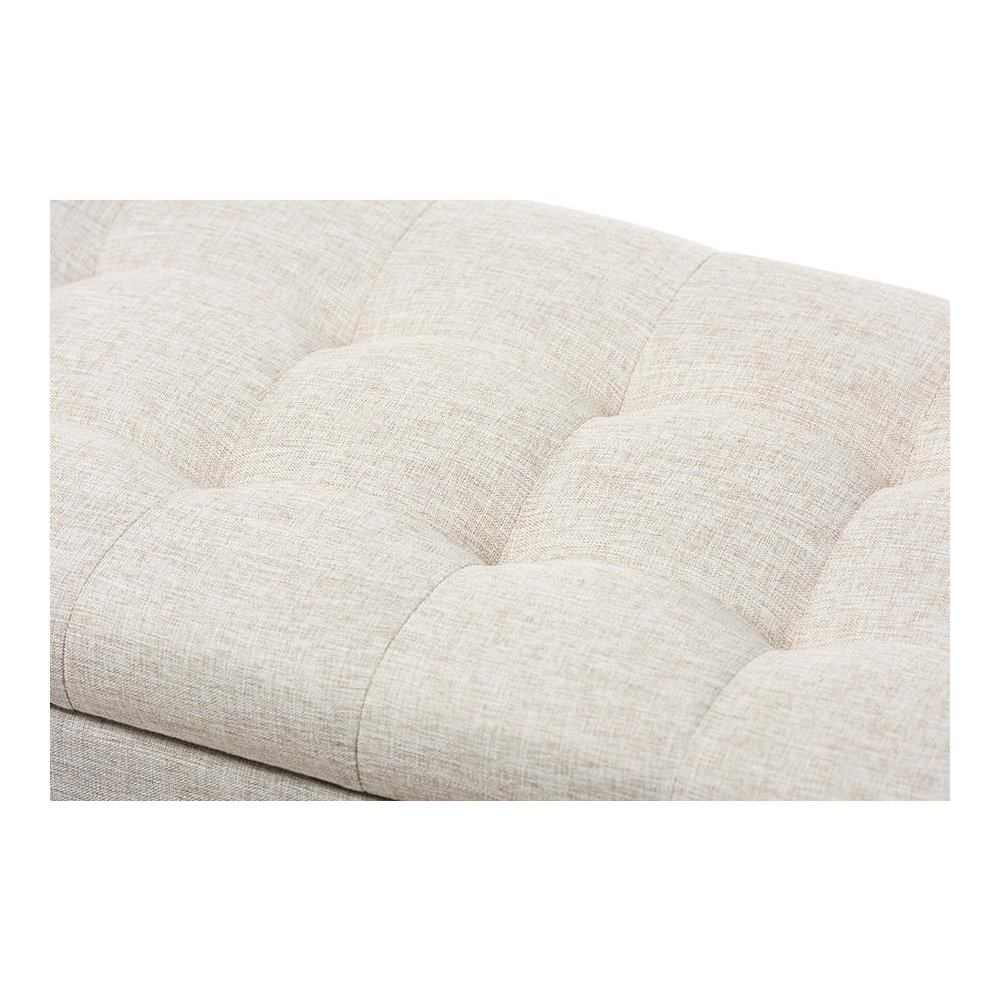 Beige Fabric Upholstered Grid-Tufting Storage Ottoman Bench. Picture 6