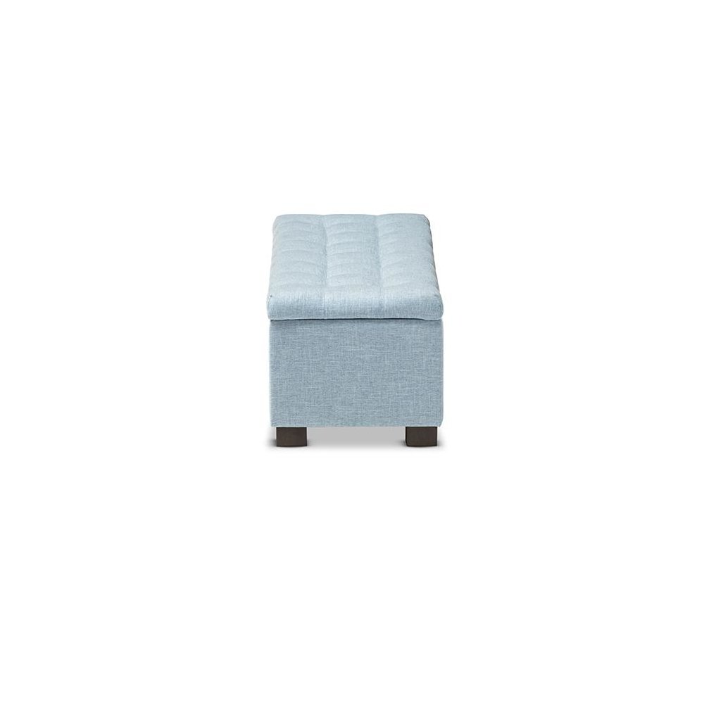 Light Blue Fabric Upholstered Grid-Tufting Storage Ottoman Bench. Picture 4