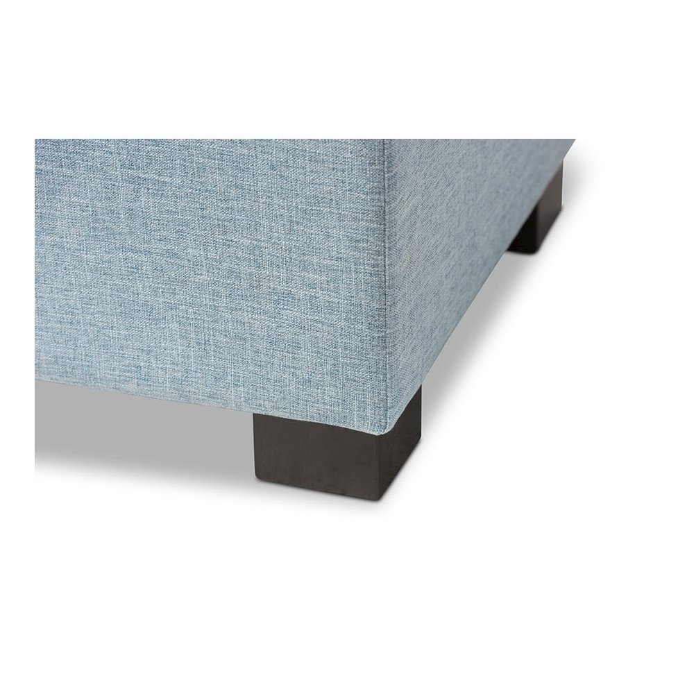 Light Blue Fabric Upholstered Grid-Tufting Storage Ottoman Bench. Picture 7