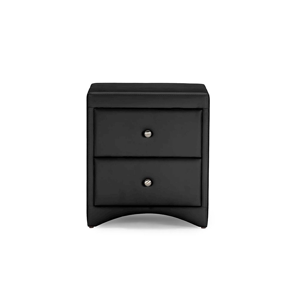 Dorian Black Faux Leather Upholstered Modern Nightstand. Picture 3