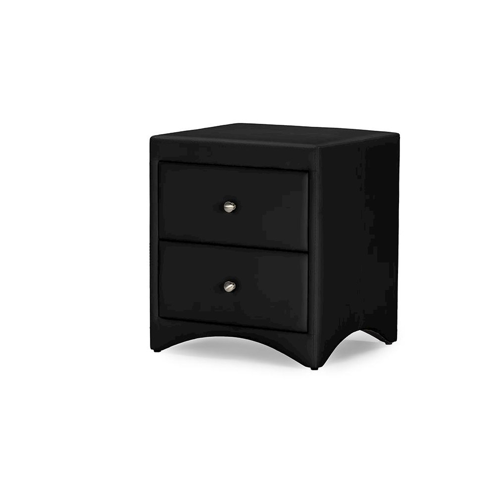 Dorian Black Faux Leather Upholstered Modern Nightstand. Picture 1