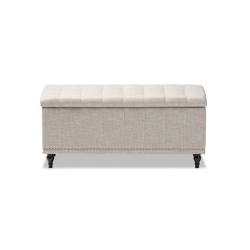 Classic Beige Fabric Upholstered Button-Tufting Storage Ottoman Bench. Picture 3
