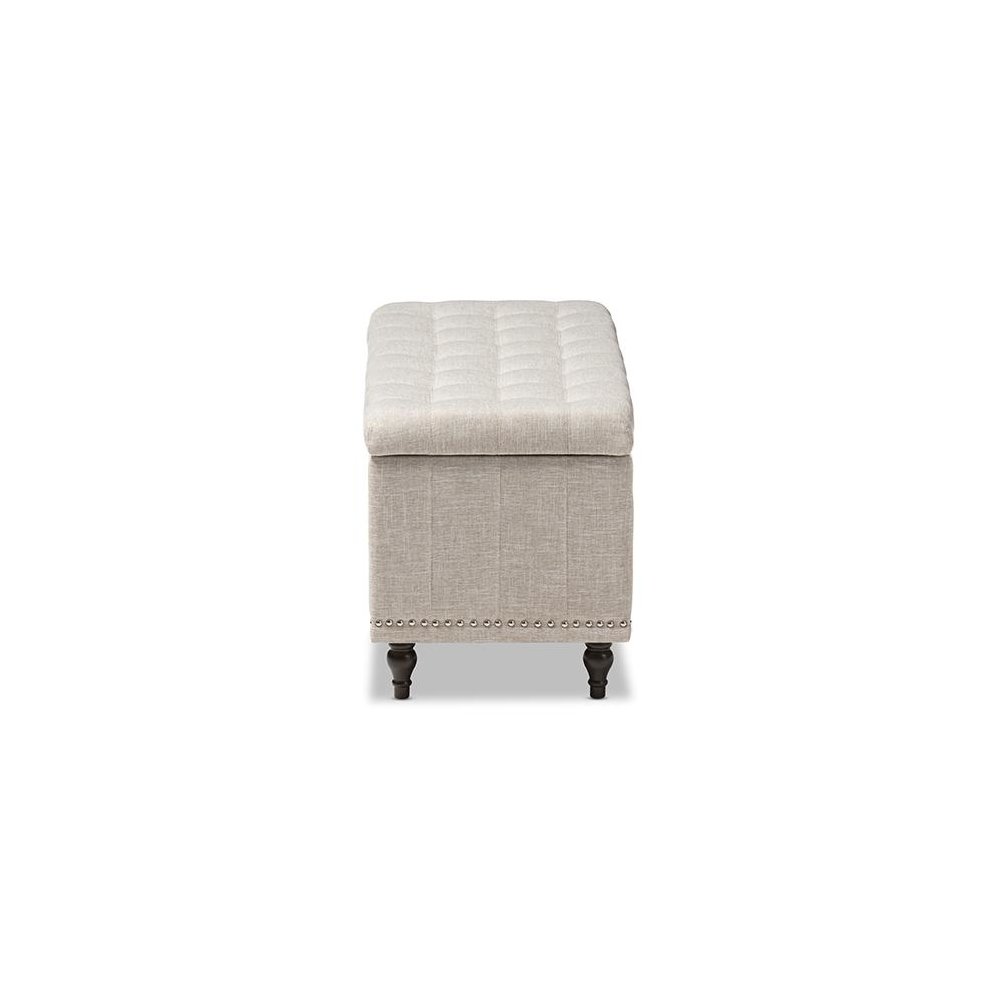 Classic Beige Fabric Upholstered Button-Tufting Storage Ottoman Bench. Picture 4