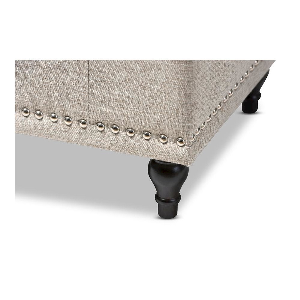 Classic Beige Fabric Upholstered Button-Tufting Storage Ottoman Bench. Picture 7
