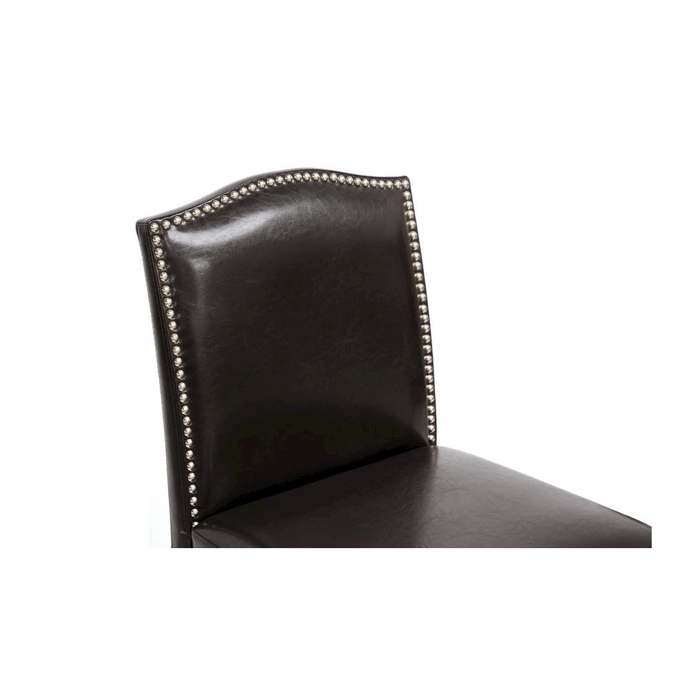 Baxton Studio Libra Dark Brown Modern Bar Stool with Nail Head Trim (Set of 2). Picture 2