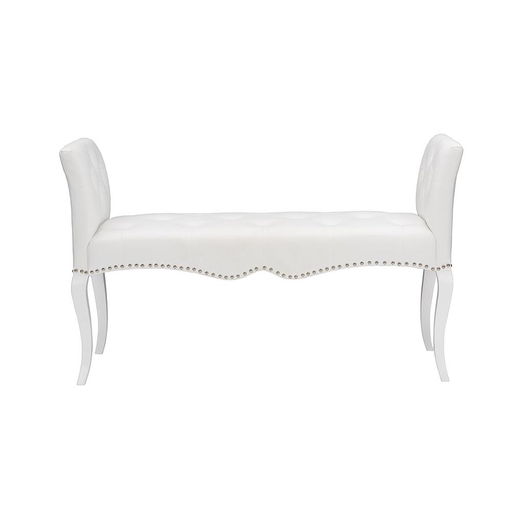 Kristy Modern and Contemporary White Faux Leather Classic Seating Bench. Picture 5