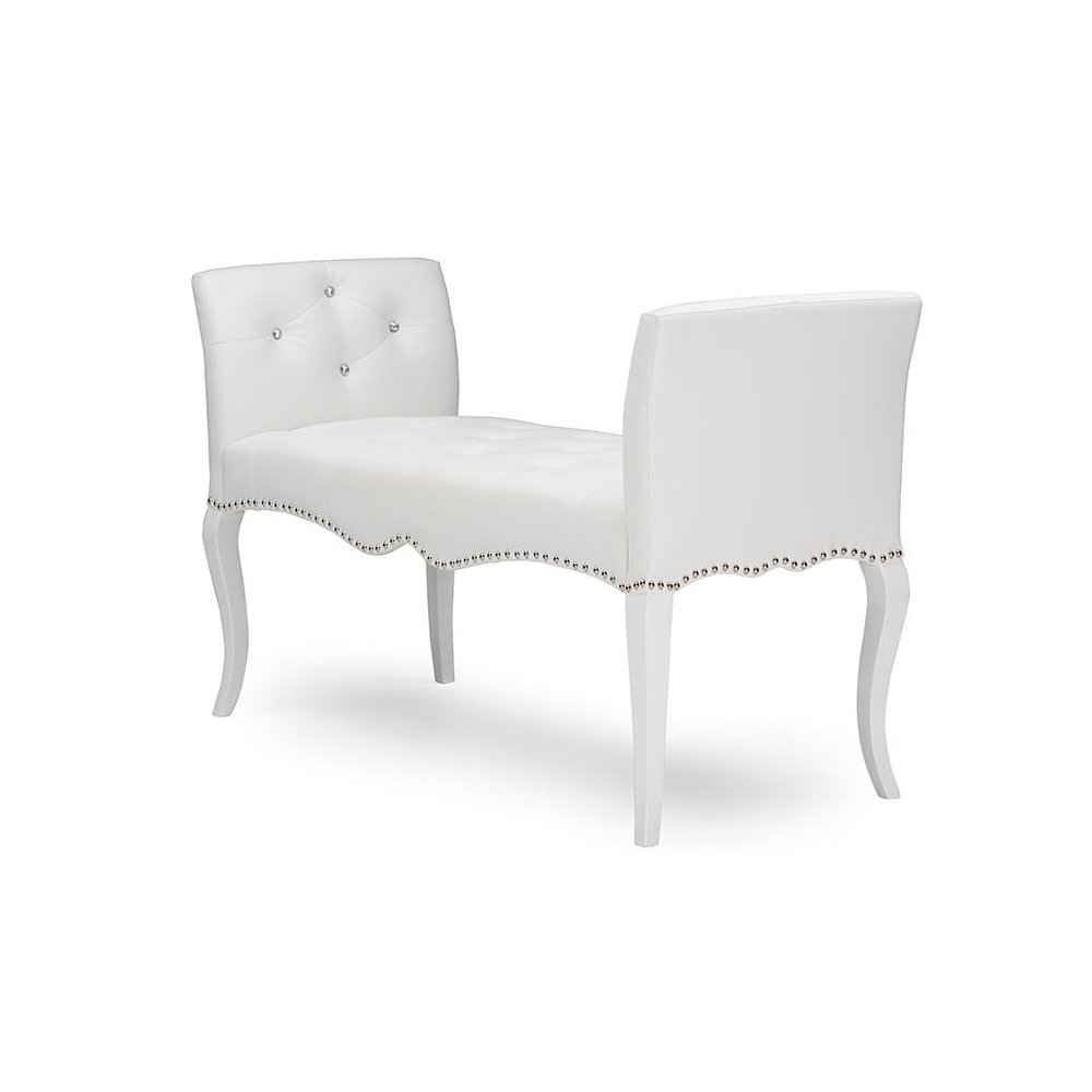 Kristy Modern and Contemporary White Faux Leather Classic Seating Bench. Picture 1