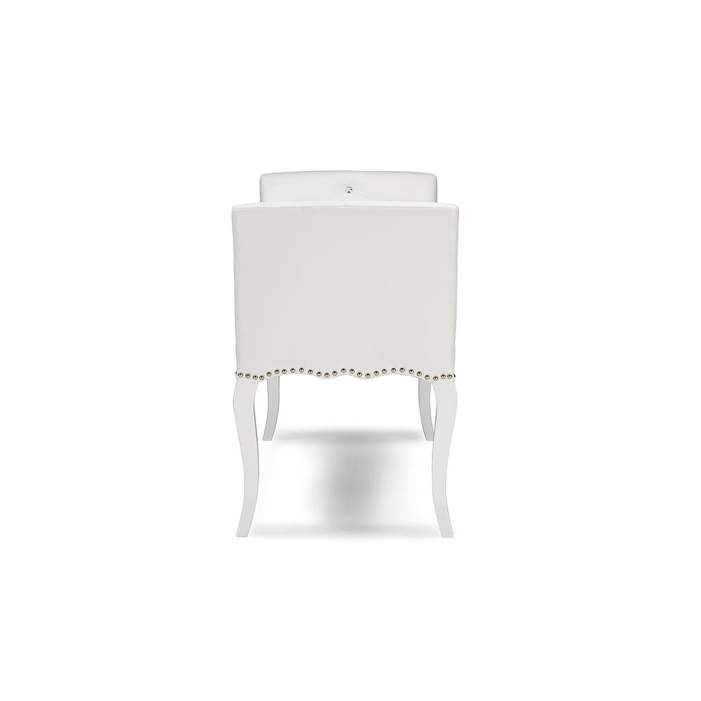Kristy Modern and Contemporary White Faux Leather Classic Seating Bench. Picture 2
