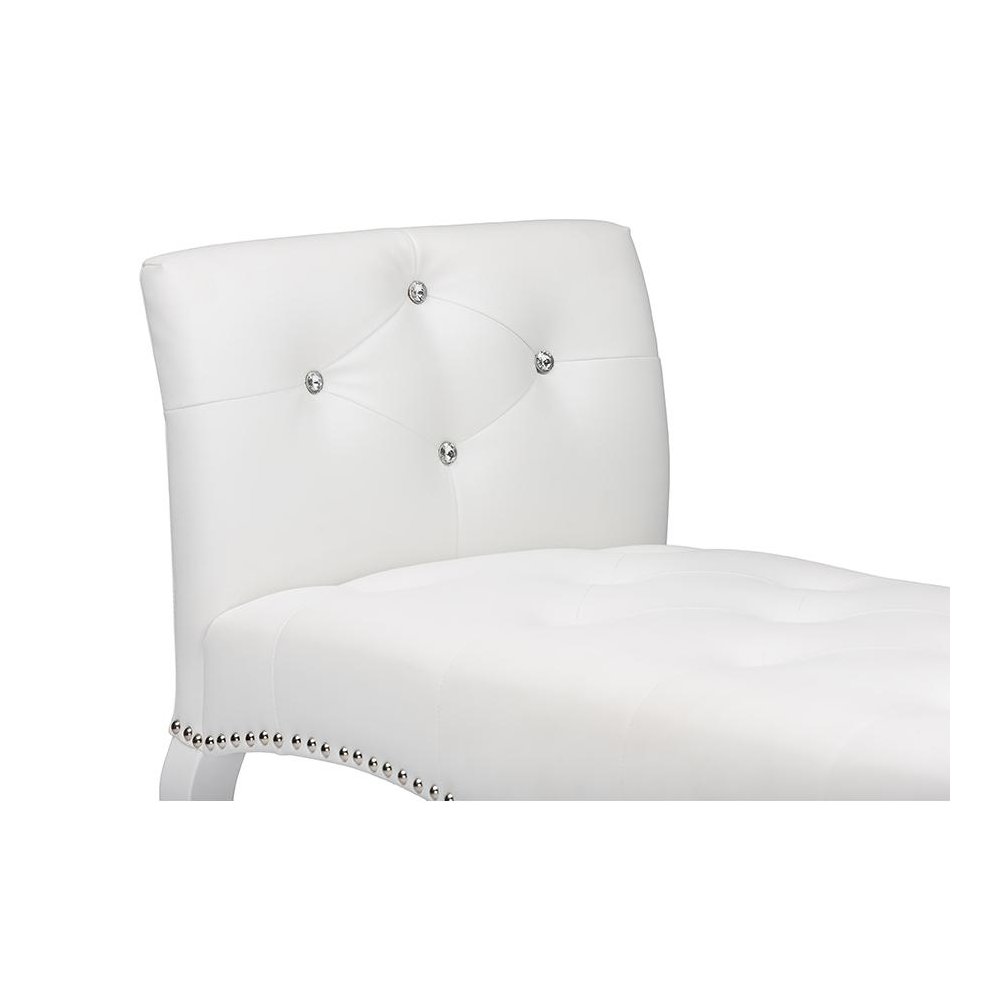 Kristy Modern and Contemporary White Faux Leather Classic Seating Bench. Picture 3