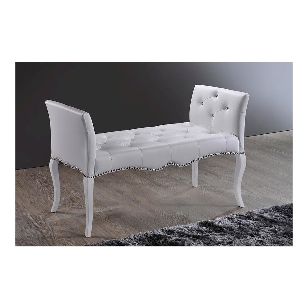 Kristy Modern and Contemporary White Faux Leather Classic Seating Bench. Picture 4