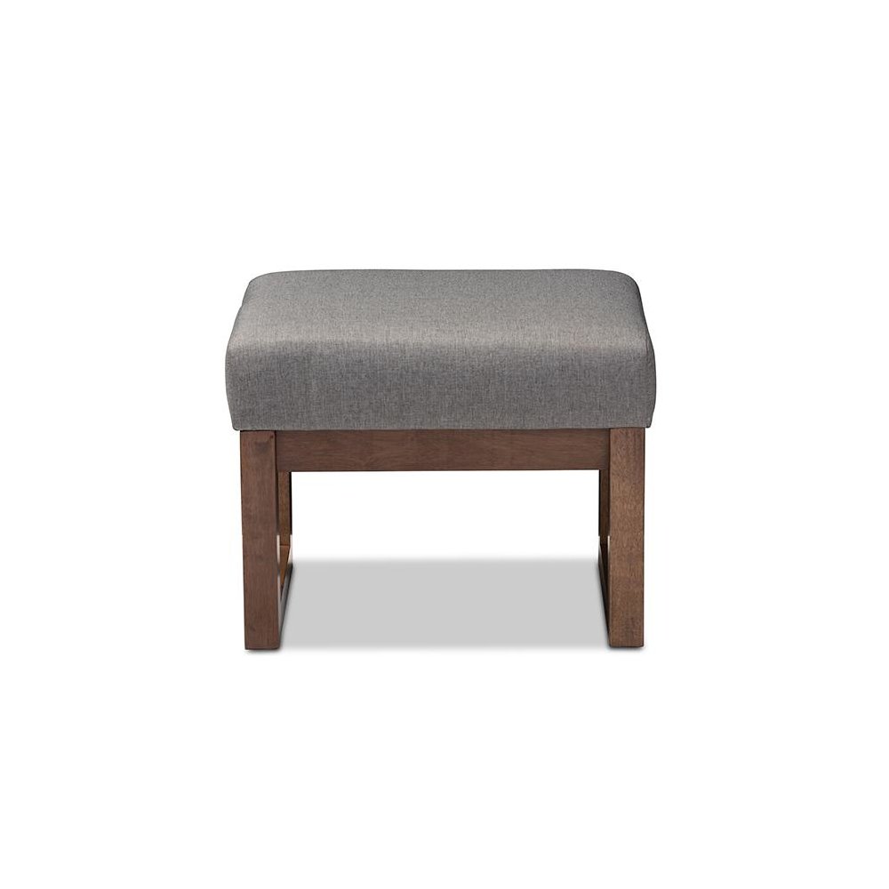 Yashiya Mid-century Retro Modern Grey Fabric Upholstered Ottoman Stool. Picture 4