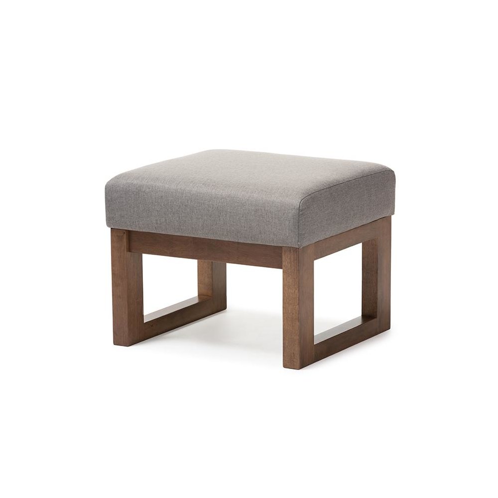 Yashiya Mid-century Retro Modern Grey Fabric Upholstered Ottoman Stool. Picture 1
