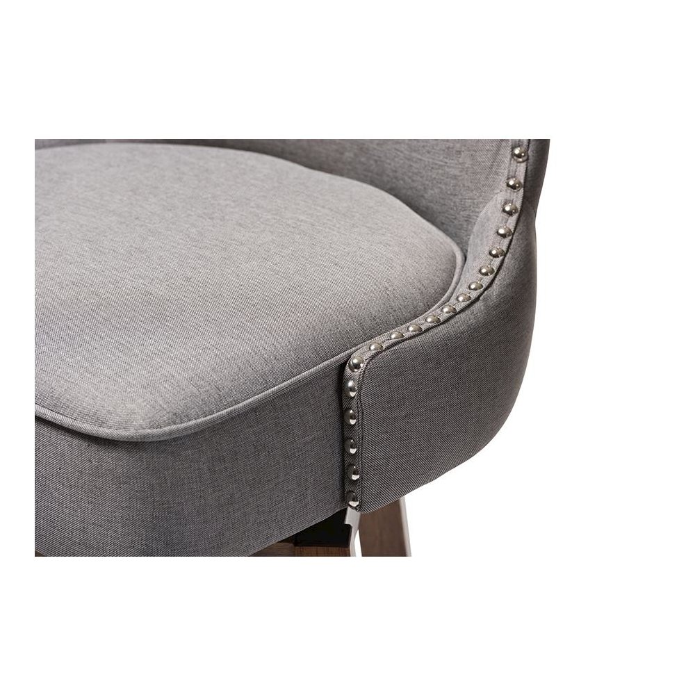 Grey Fabric Button-Tufted Upholstered 2-Piece Swivel Barstool Set. Picture 6