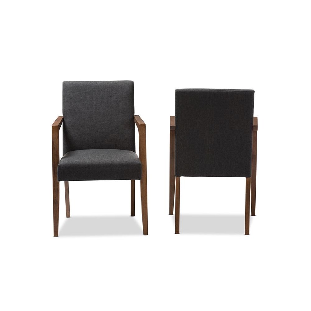 Andrea Mid-Century Modern Dark Grey Upholstered Wooden 2-Piece Lounge Set. Picture 2