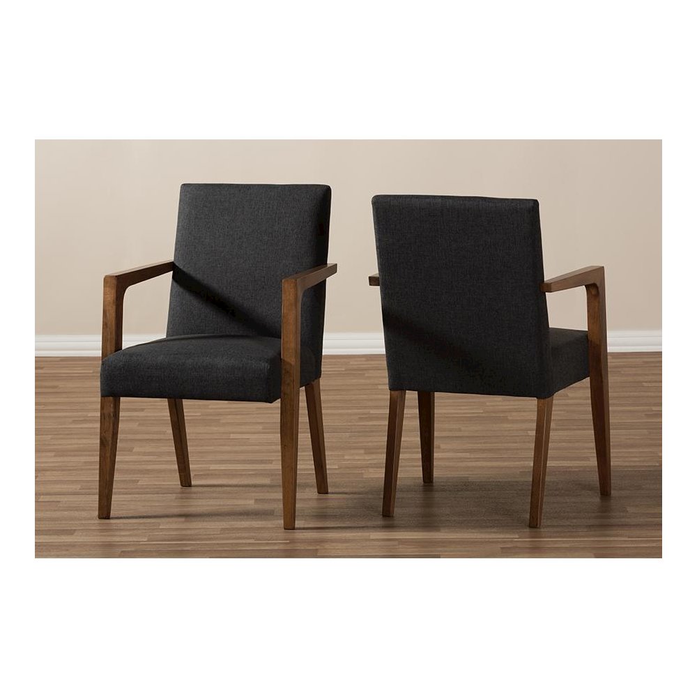 Andrea Mid-Century Modern Dark Grey Upholstered Wooden 2-Piece Lounge Set. Picture 5