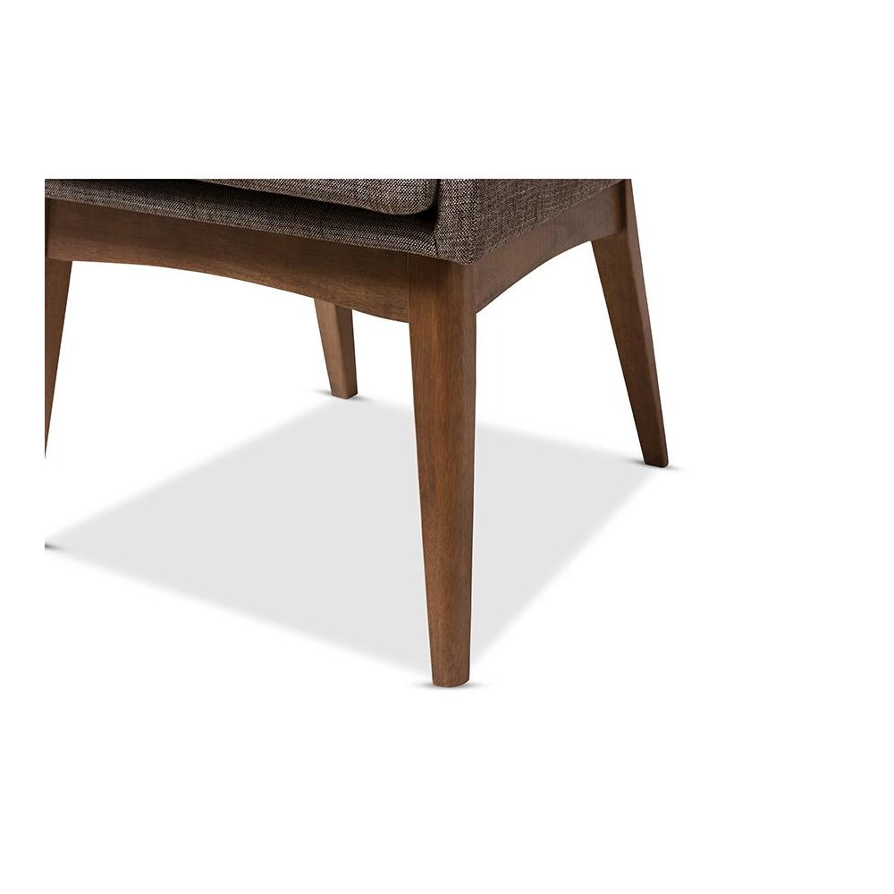 Walnut Wood Finishing and Gravel Fabric Upholstered Dining Side Chair (Set of 2). Picture 5
