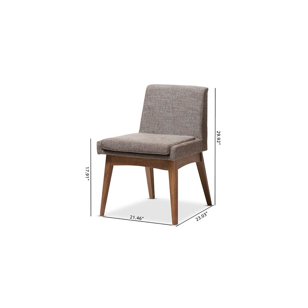Walnut Wood Finishing and Gravel Fabric Upholstered Dining Side Chair (Set of 2). Picture 8