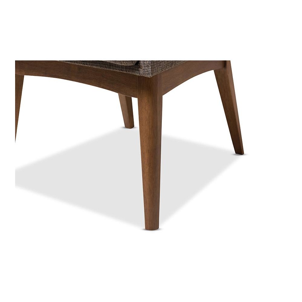 Walnut Wood Finishing and Gravel Fabric Upholstered Arm Chair (Set of 2). Picture 5