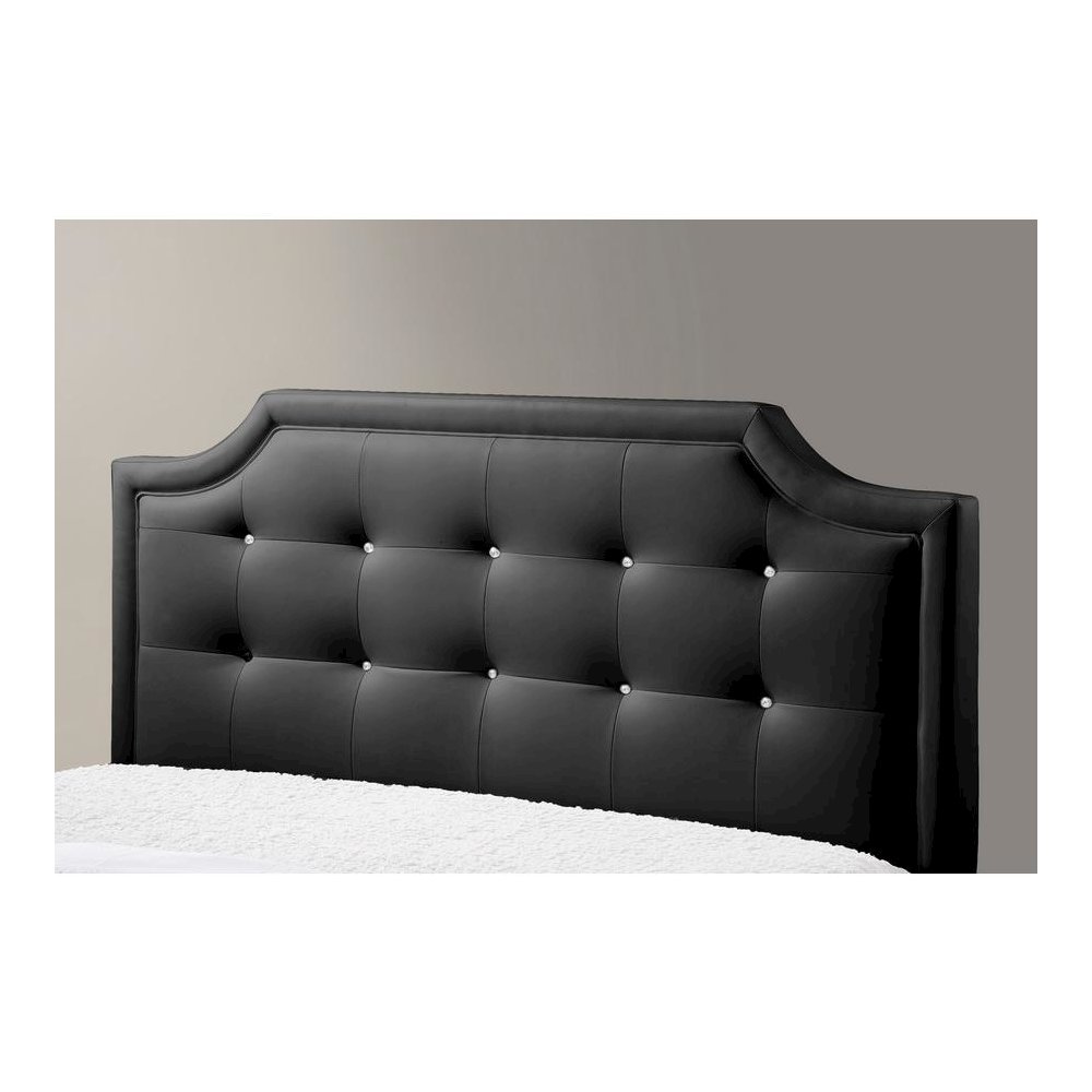 Baxton Studio Carlotta Black Modern Bed with Upholstered Headboard - Queen Size. Picture 1