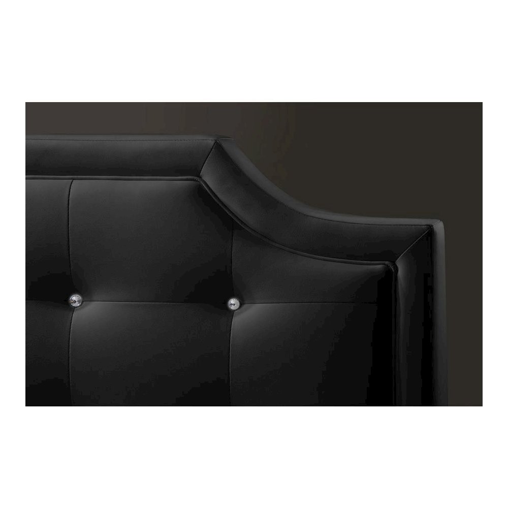 Baxton Studio Carlotta Black Modern Bed with Upholstered Headboard - Queen Size. Picture 2