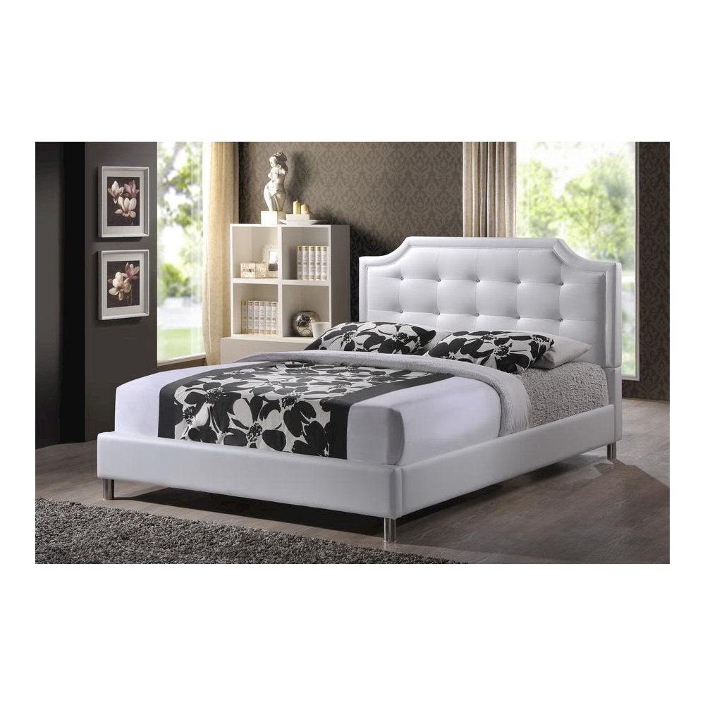 Baxton Studio Carlotta White Modern Bed with Upholstered Headboard - Full Size. Picture 5