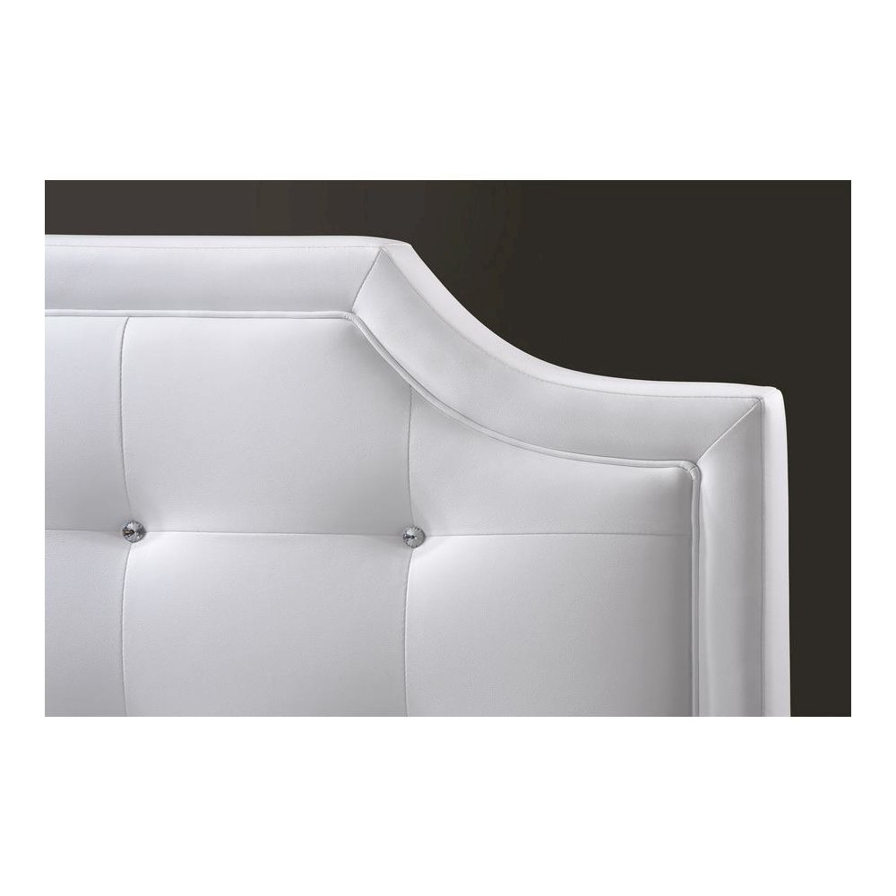 Baxton Studio Carlotta White Modern Bed with Upholstered Headboard - Full Size. Picture 2