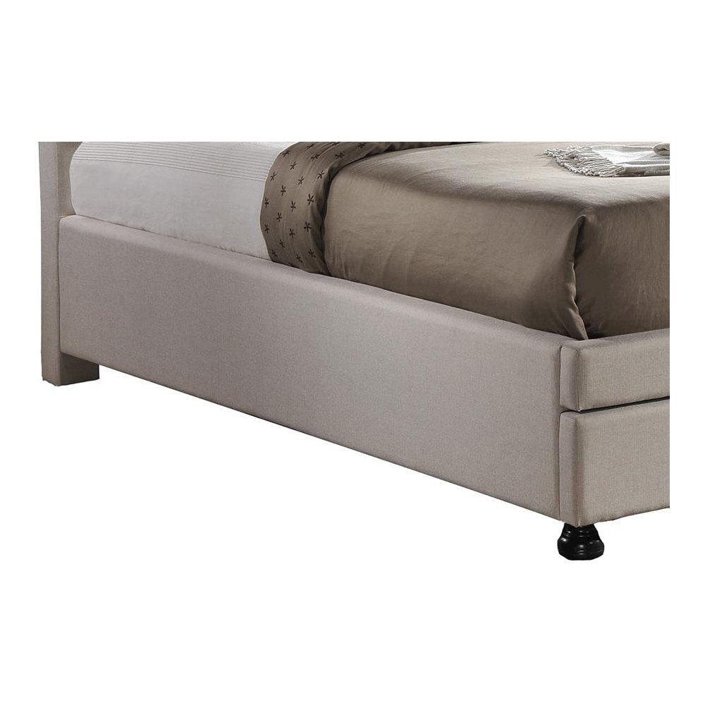Button-Tufted Light Beige Fabric Upholstered Storage King-Size Bed with 2-drawer. Picture 3