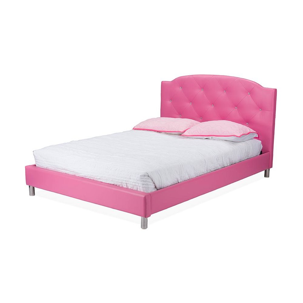 Canterbury Pink Leather Contemporary Full-Size Bed. Picture 5