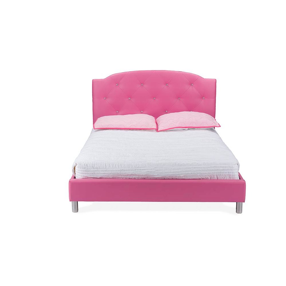 Canterbury Pink Leather Contemporary Full-Size Bed. Picture 2