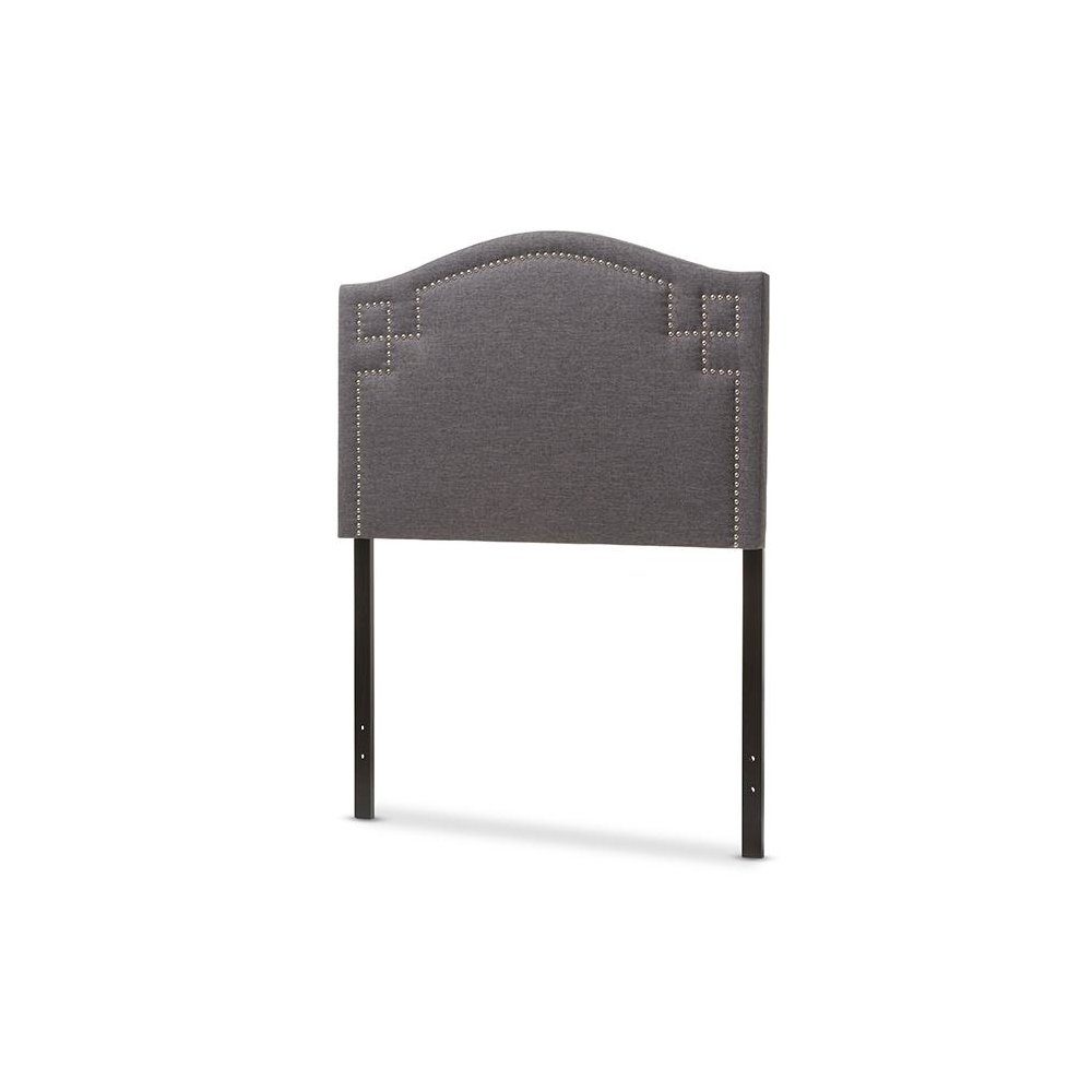 Aubrey Modern and Contemporary Dark Grey Fabric Upholstered Twin Size Headboard. Picture 2