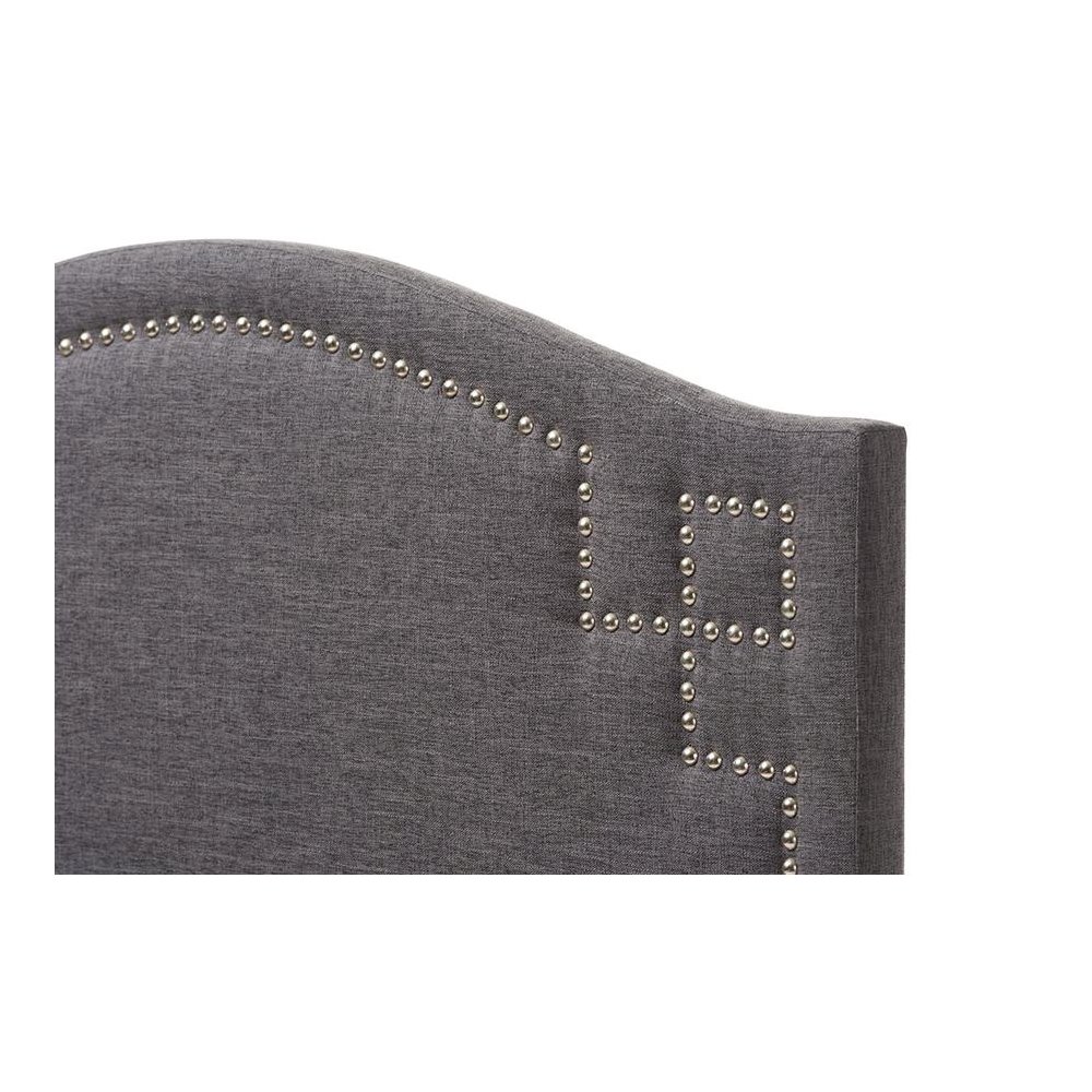 Aubrey Modern and Contemporary Dark Grey Fabric Upholstered Twin Size Headboard. Picture 3