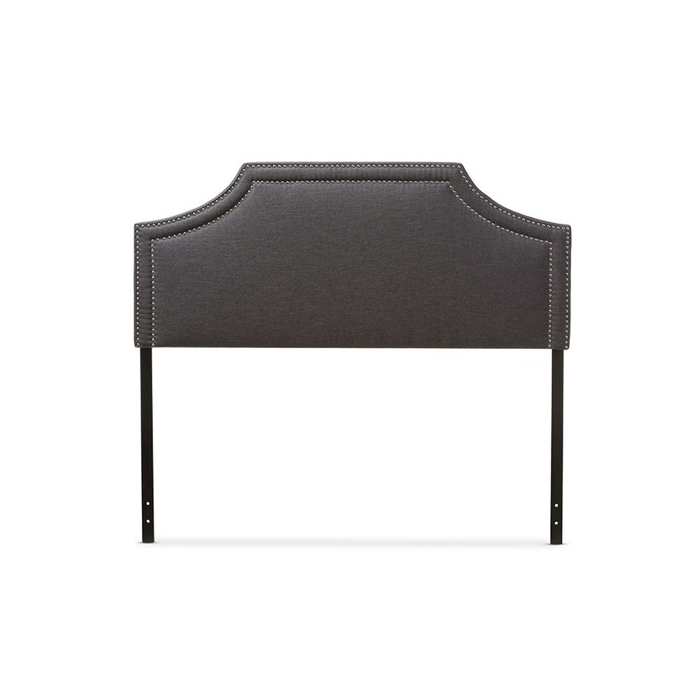Avignon Modern and Contemporary Dark Grey Fabric Upholstered Full Size Headboard. Picture 1