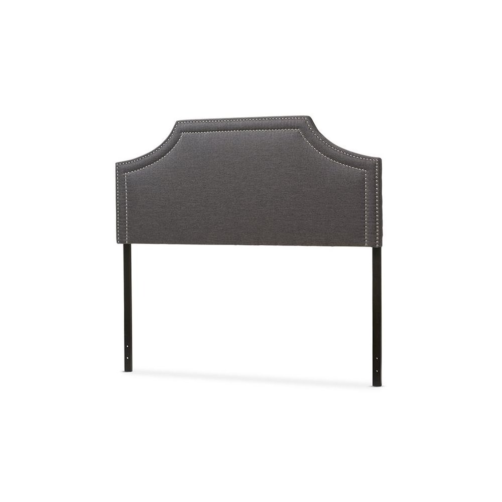 Avignon Modern and Contemporary Dark Grey Fabric Upholstered Full Size Headboard. Picture 2