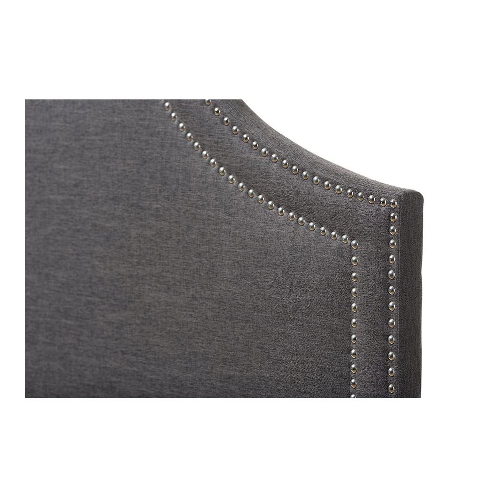 Avignon Modern and Contemporary Dark Grey Fabric Upholstered Full Size Headboard. Picture 3