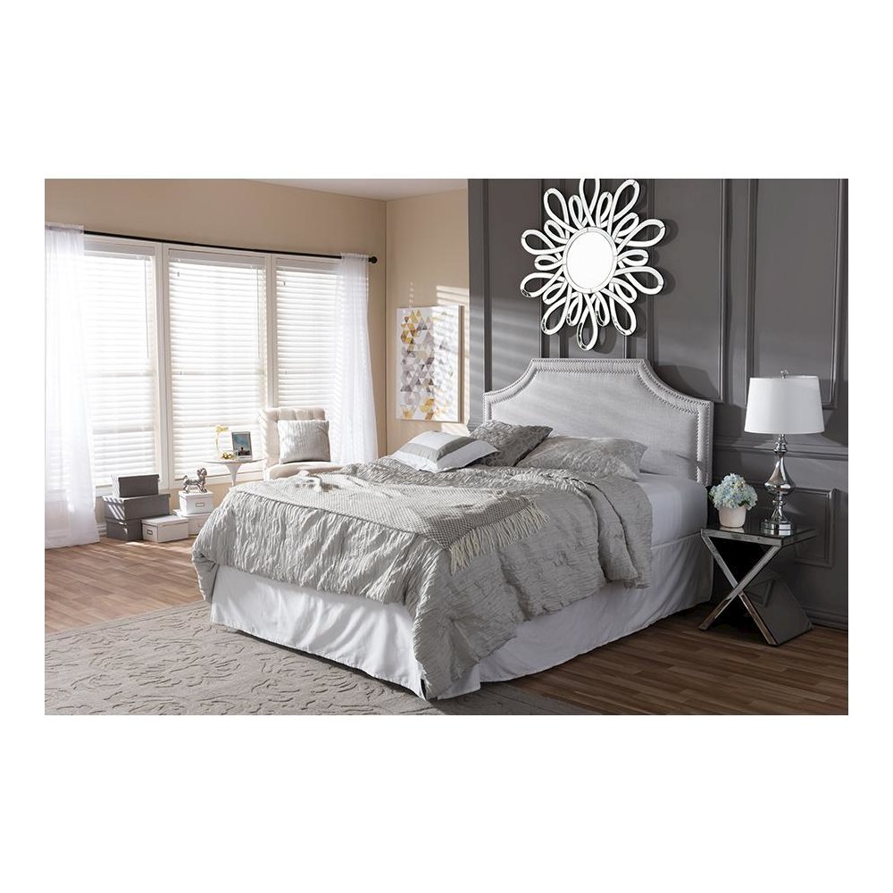 Grayish Beige Fabric Upholstered Full Size Headboard. Picture 4