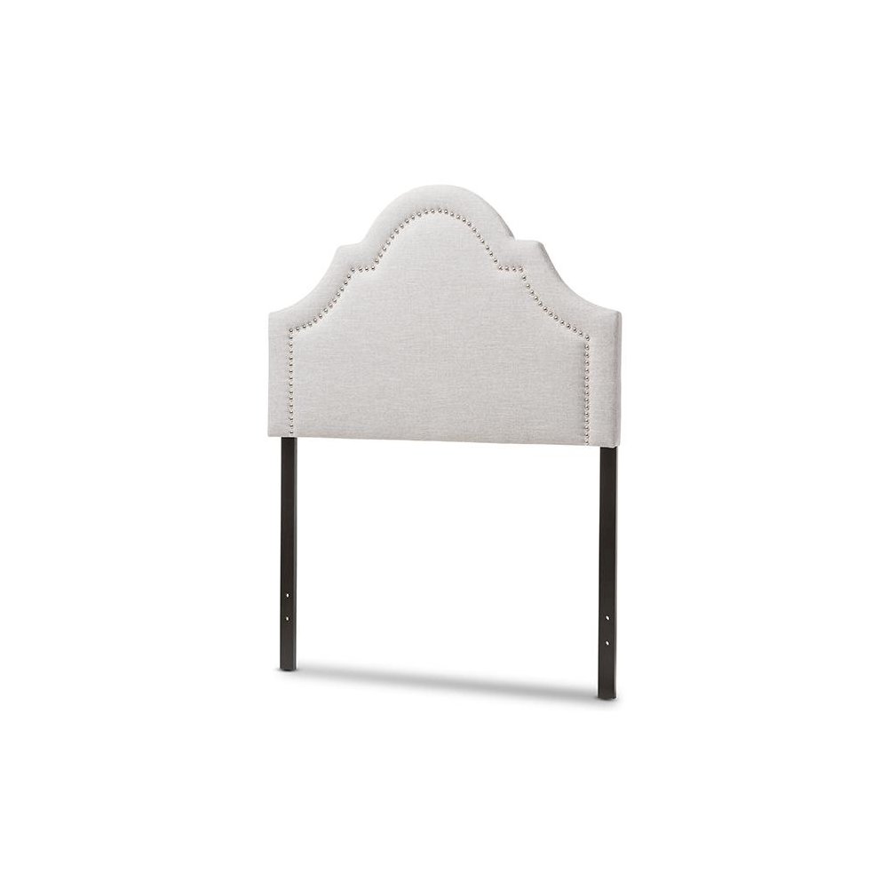 Grayish Beige Fabric Upholstered Twin Size Headboard. Picture 2